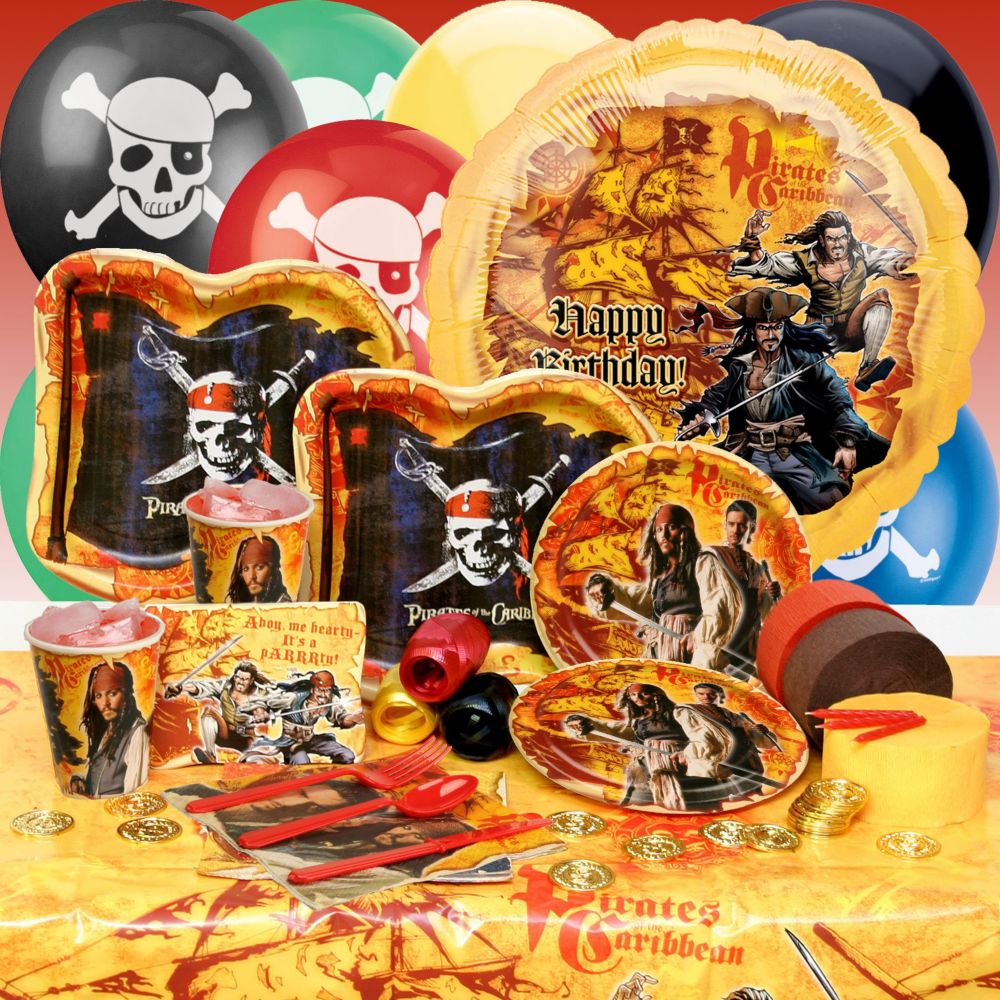 Deluxe Pirates of the Caribbean Party Essentials Set for 8 Guests