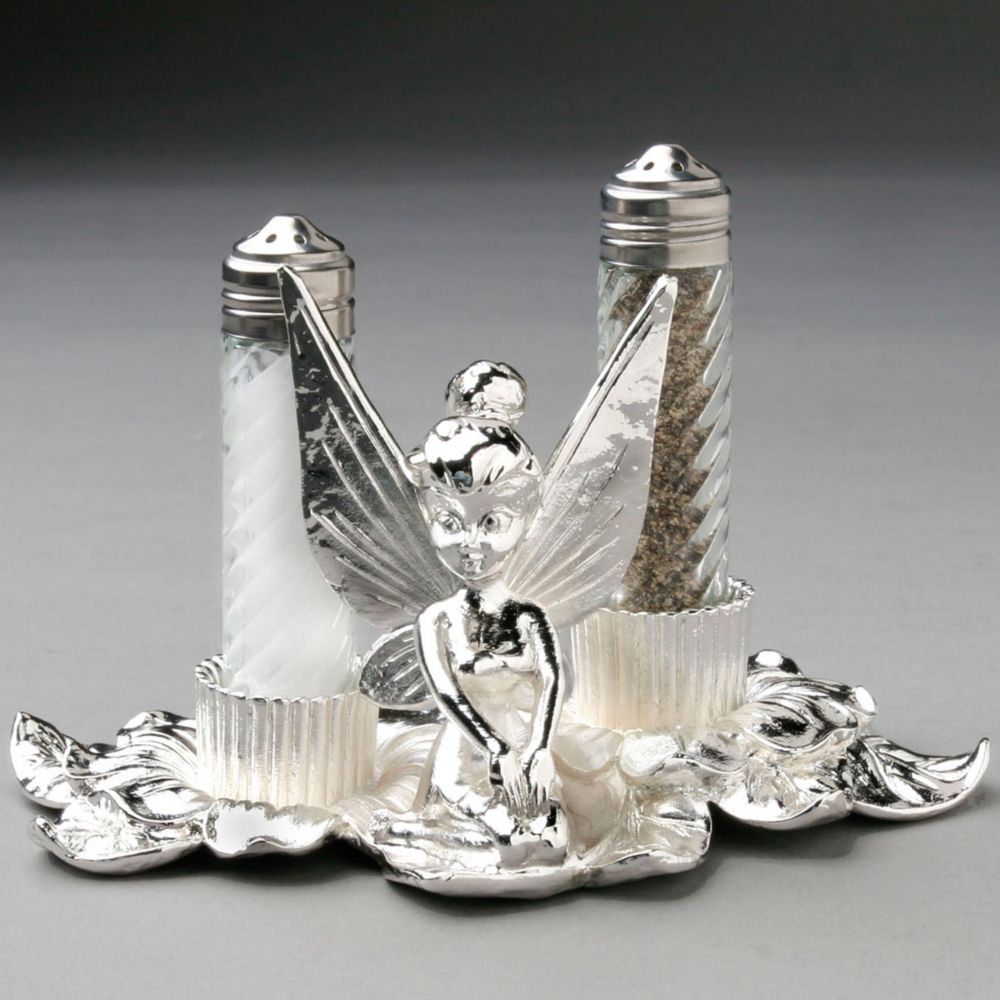 Cast Aluminum Tinker Bell Salt and Pepper Set by Arthur Court -- 3-Pc.