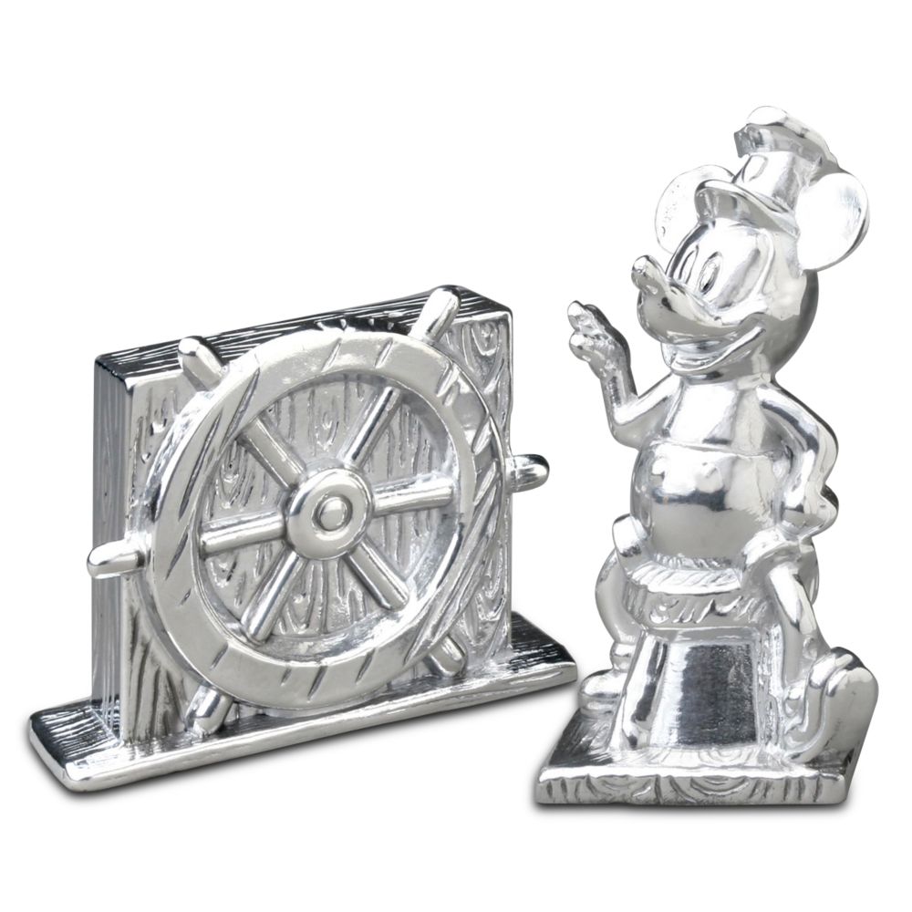 Cast Aluminum Steamboat Willie Mickey Mouse Salt and Pepper Set by Arthur Court -- 2-Pc.