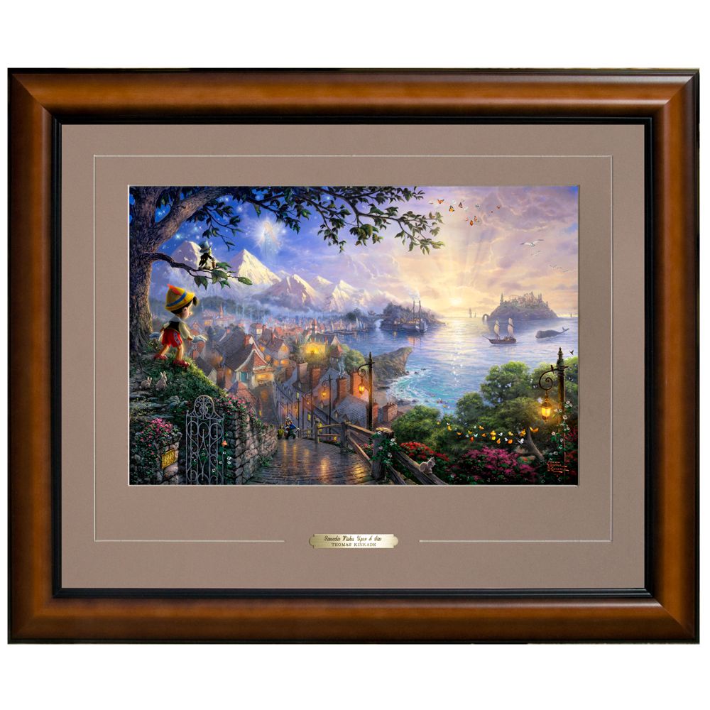 Pinocchio Wishes Upon A Star'' Framed Print by Thomas Kinkade -- 22'' x 26''