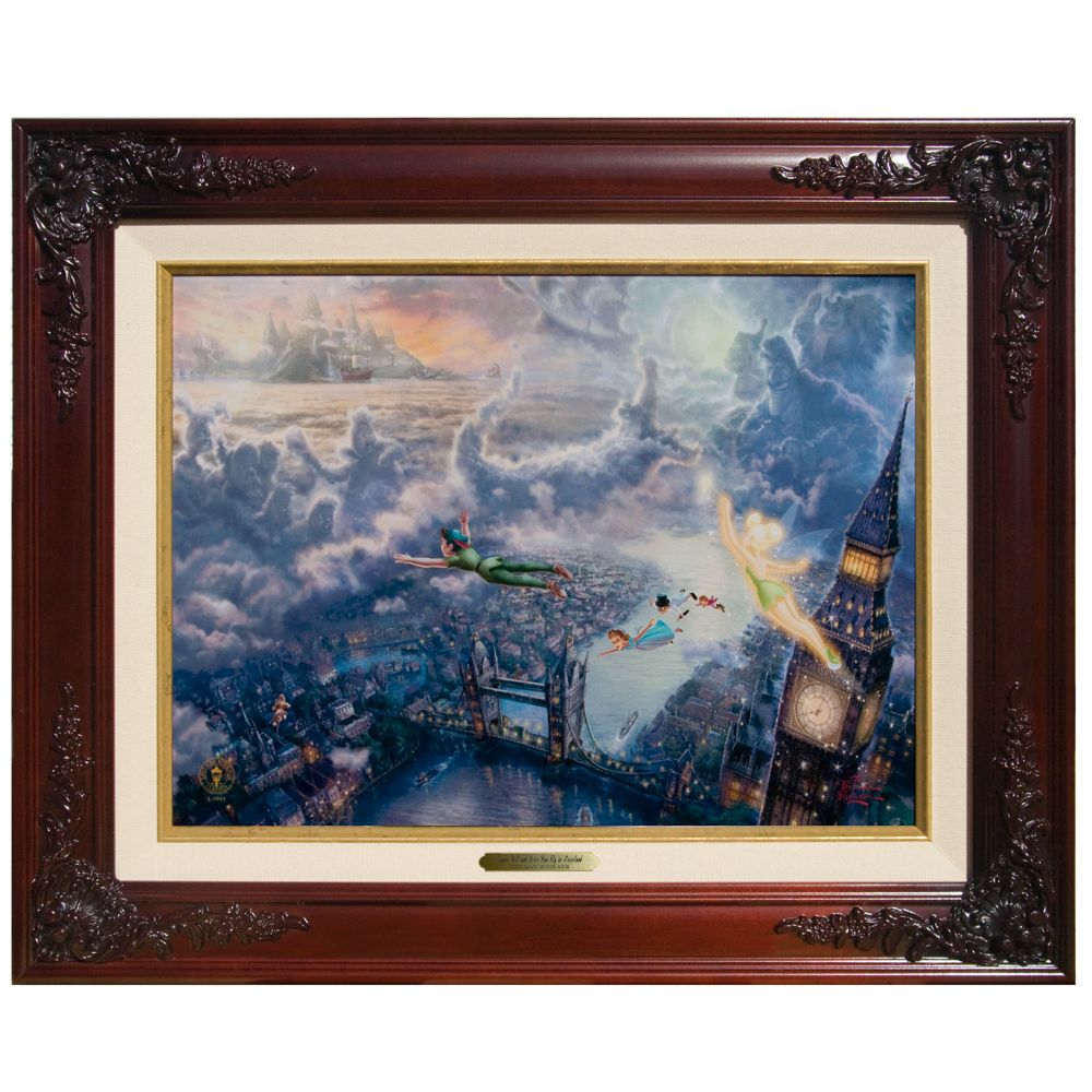 Tinker Bell and Peter Pan Fly to Neverland'' Framed Classics Collection by Thomas Kinkade -- 17 1/2'' x 21 1/2''