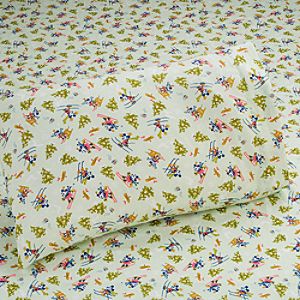Skiing Mickey Mouse Flannel Sheet Set -- Twin