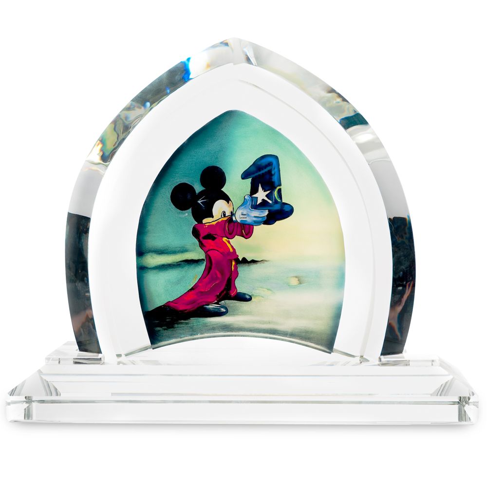 Castle Window ''Here's Your Hat'' Sorceror Mickey Mouse Fine Art Glass Sculpture