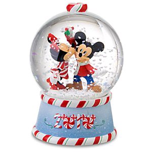 2010 Candy Cane Minnie and Mickey Mouse Snowglobe