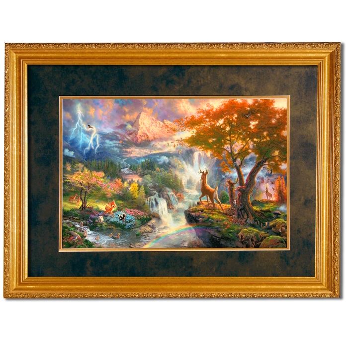 Bambi's First Year'' Limited Edition Framed Paper by Thomas Kinkade
