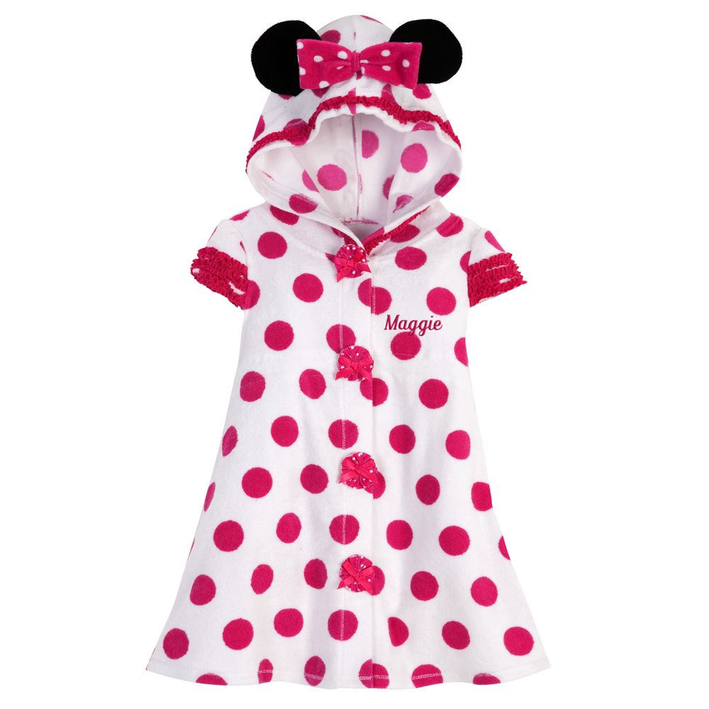 Personalizable Hooded Minnie Mouse Cover Up for Toddler Girls