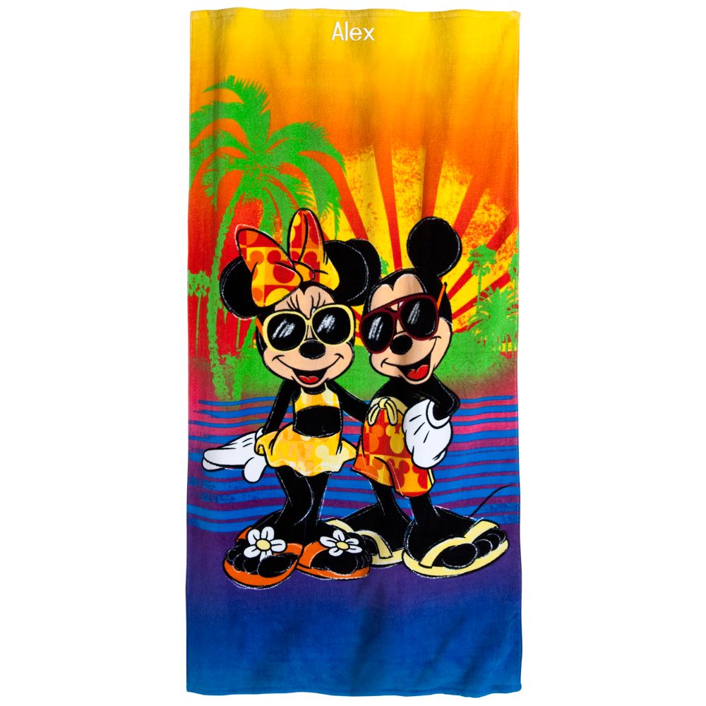 Personalizable Summer Brights Minnie and Mickey Mouse Beach Towel