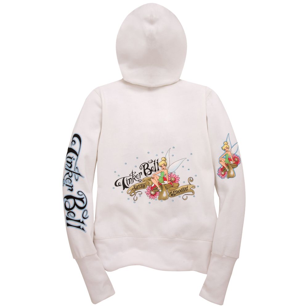 Floral Tattoo Tinker Bell Hooded Fleece Jacket