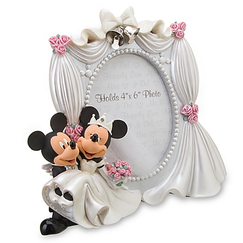 Sculpted Wedding Minnie Mouse and Mickey Mouse Frame -- 4'' x 6''