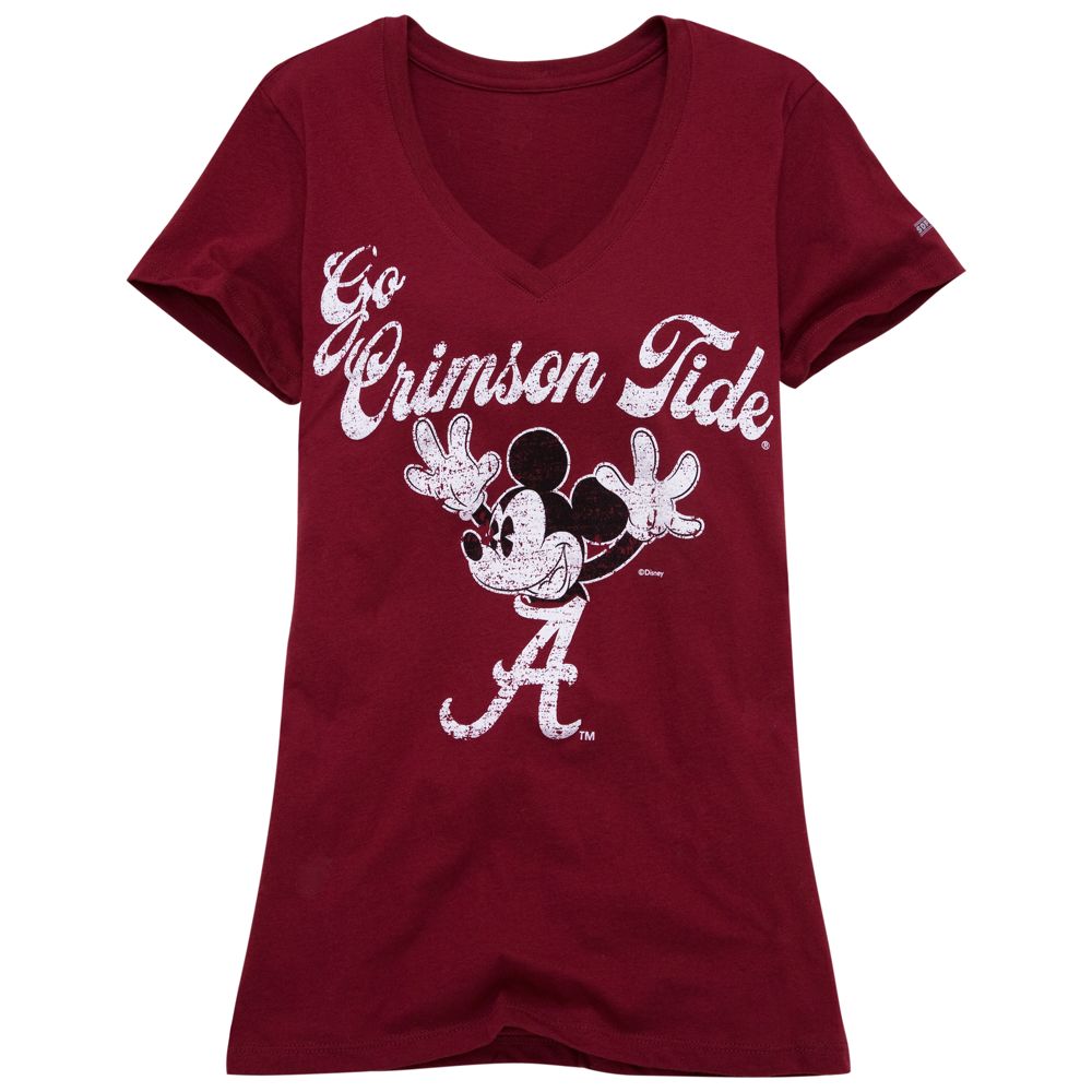V-Neck University of Alabama Mickey Mouse Tee for Women