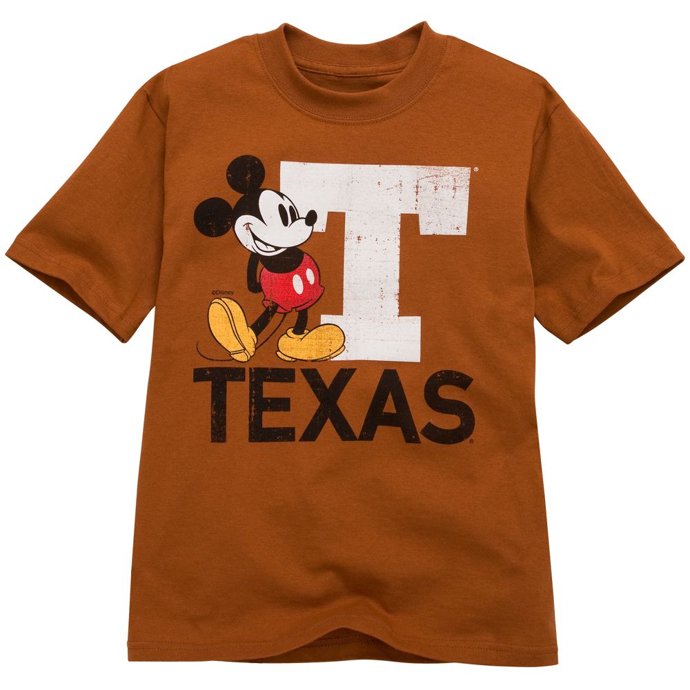 Disney Parks Authentic University of Texas Mickey Mouse Tee for Kids