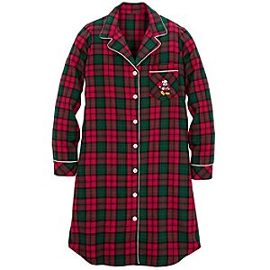 Christmas Plaid Santa Mickey Mouse Nightgown for Women