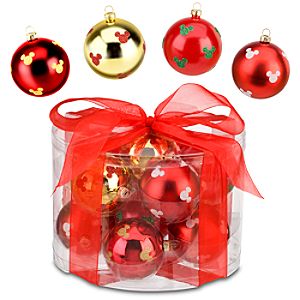 Shatterproof Red and Gold Mickey Mouse Ornaments -- 12-Pc.
