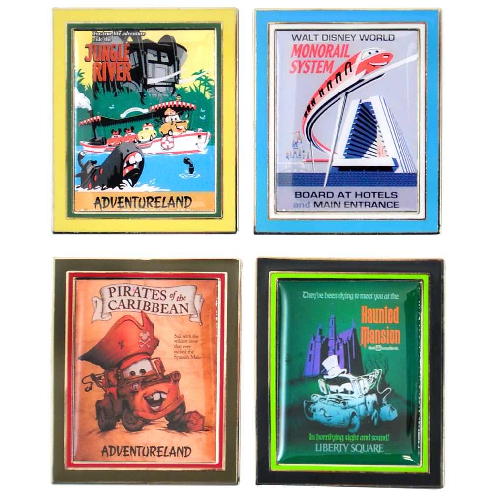 2011 Walt Disney World Cars 2 Vintage Poster Pin Set (4-pc)