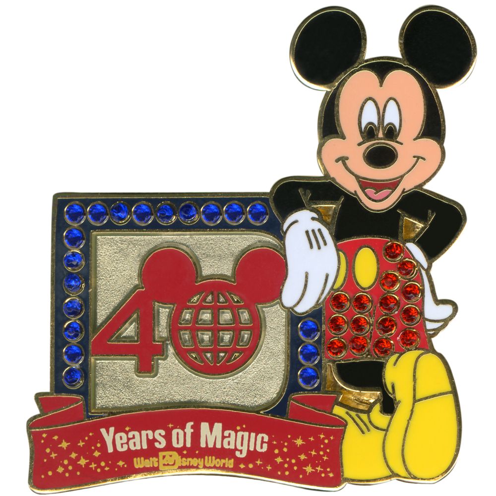 Jeweled 40th Anniversary Walt Disney World Logo Mickey Mouse Pin