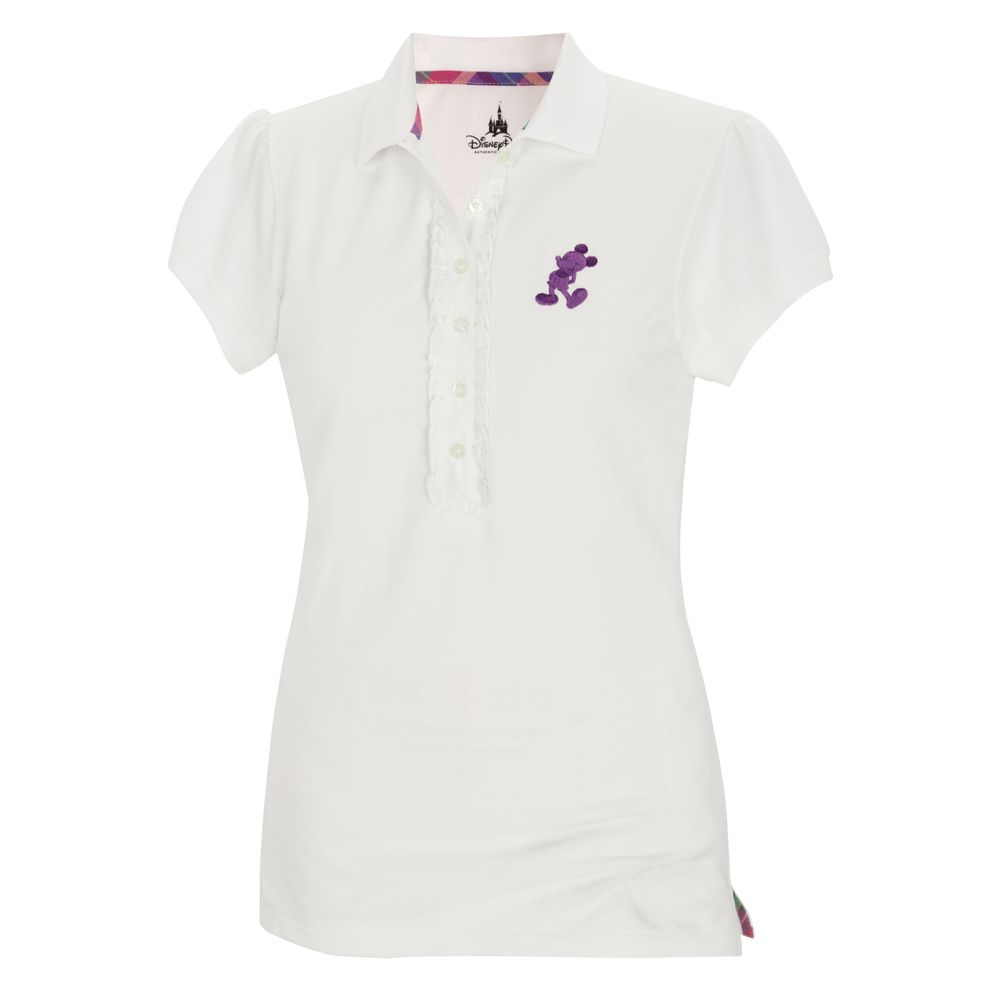 White Pique Mickey Mouse Polo Shirt for Women
