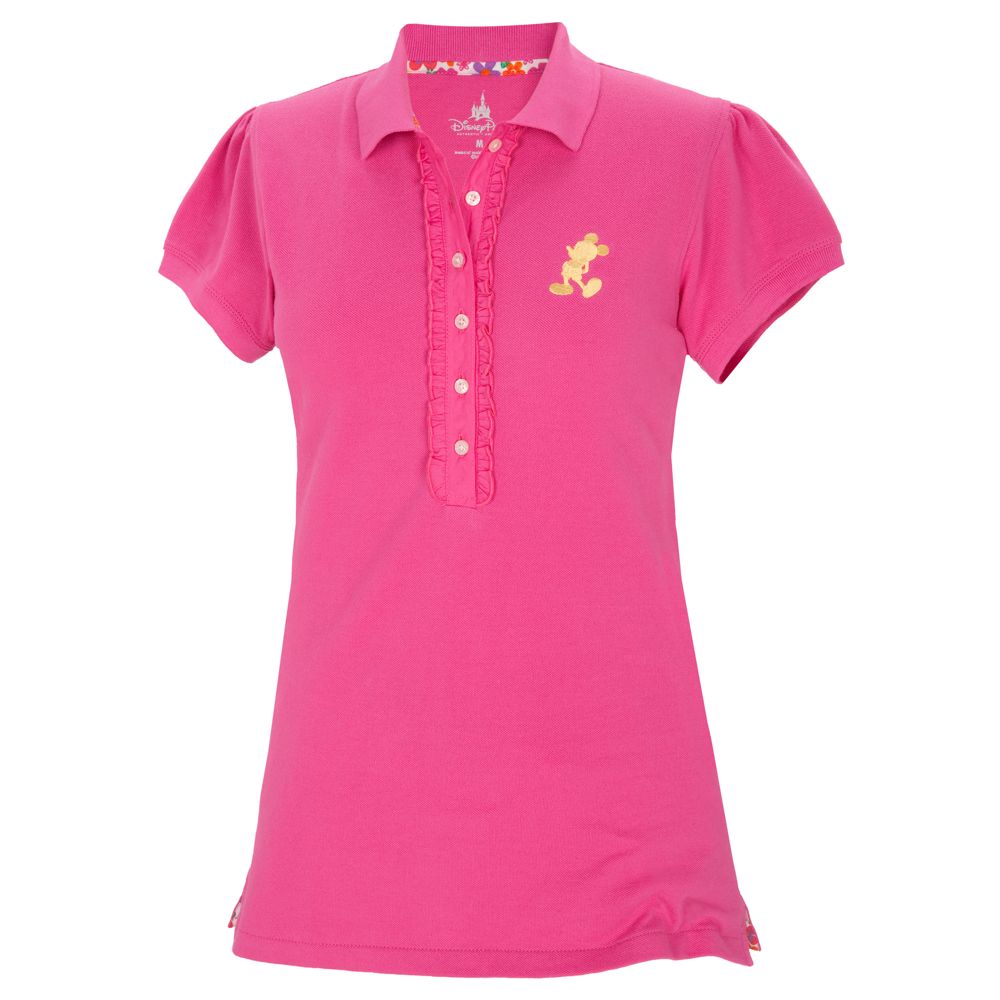 Pink Pique Mickey Mouse Polo Shirt for Women