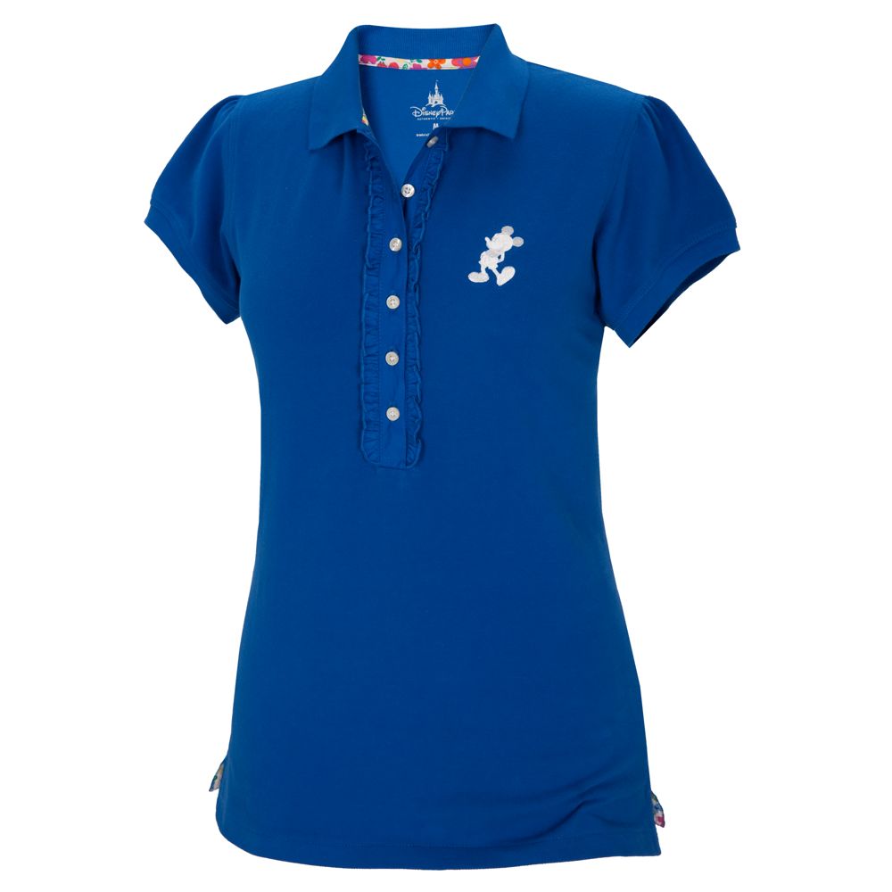 Blue Pique Mickey Mouse Polo Shirt for Women