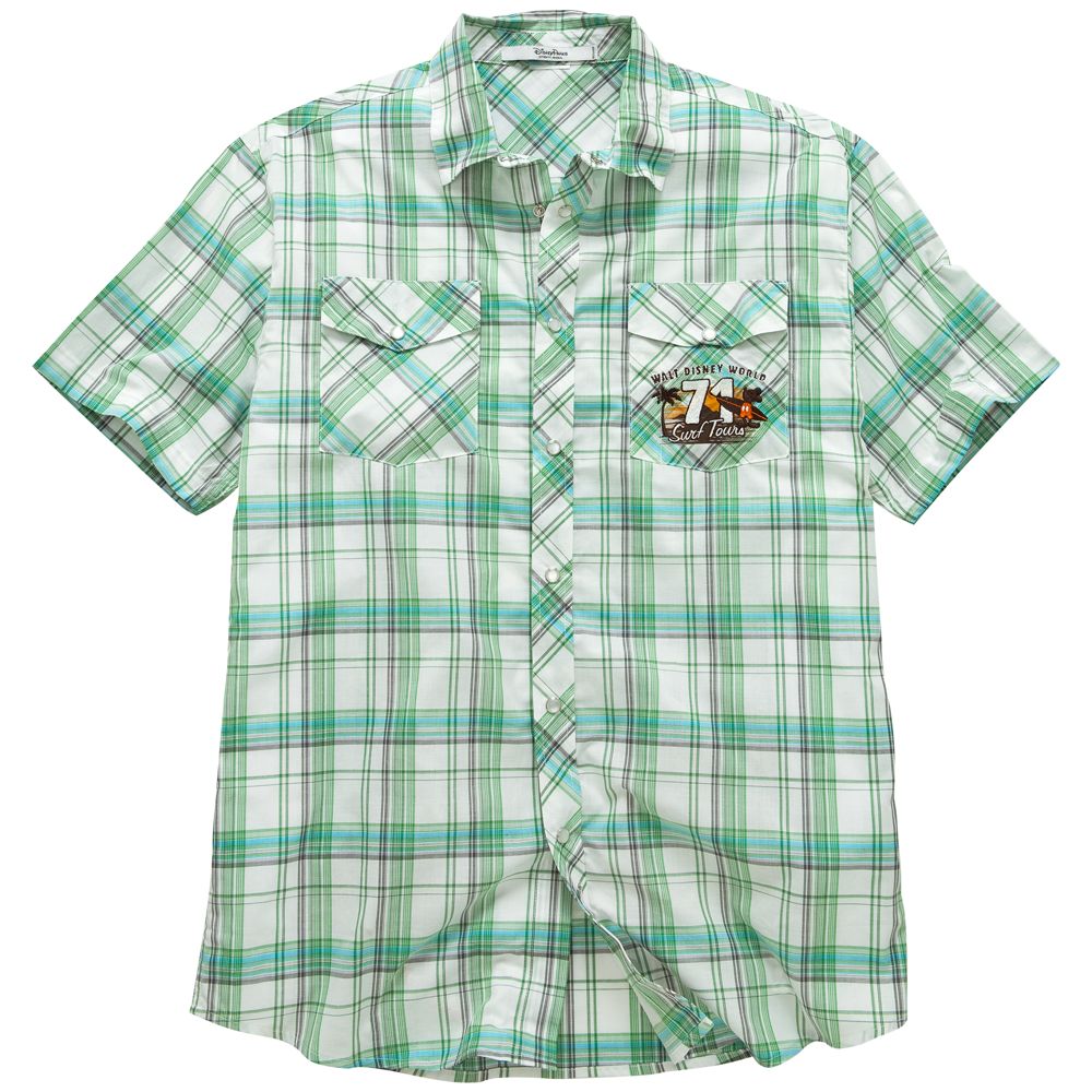 Green Woven Surf Tours Walt Disney World Shirt for Men