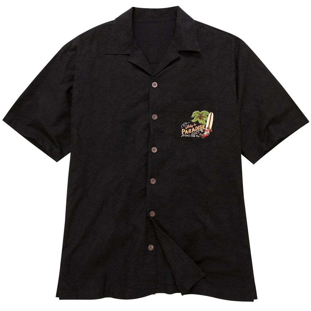 Black Woven Mickey Mouse Shirt for Men