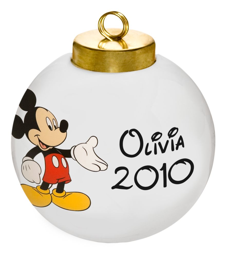 Personalized Porcelain Mickey Mouse Ornament -- 3''