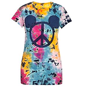 Tie-Dyed Peace Sign Mickey Mouse Tee for Women