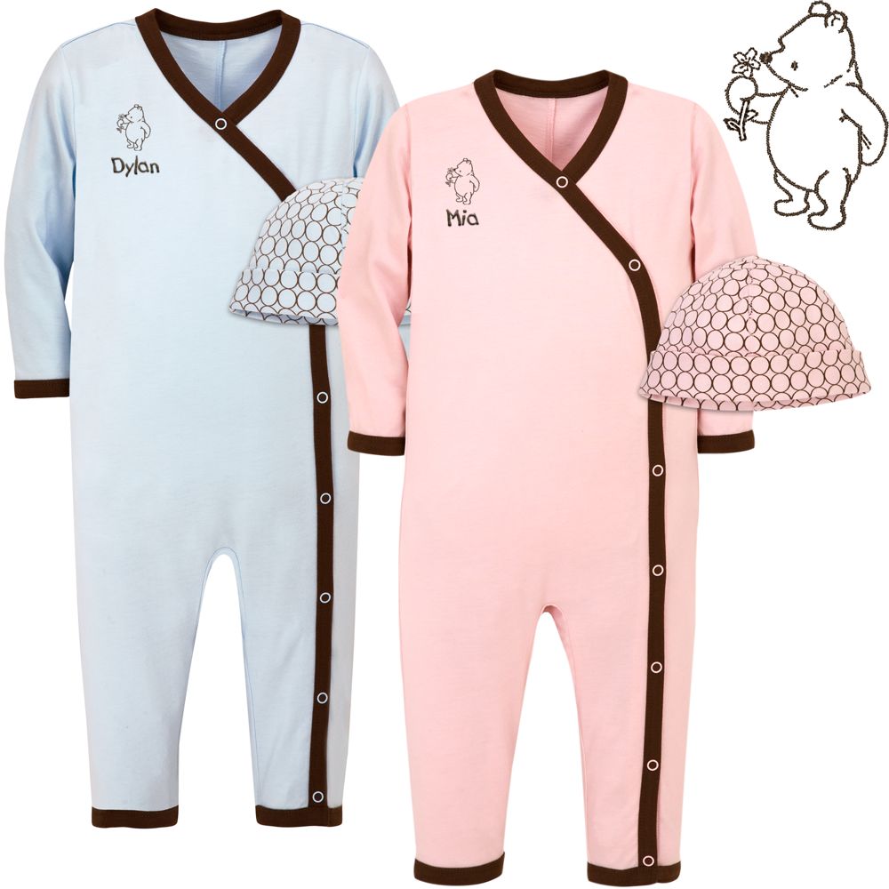 Personalized Winnie the Pooh Jumpsuit & Cap for Infants