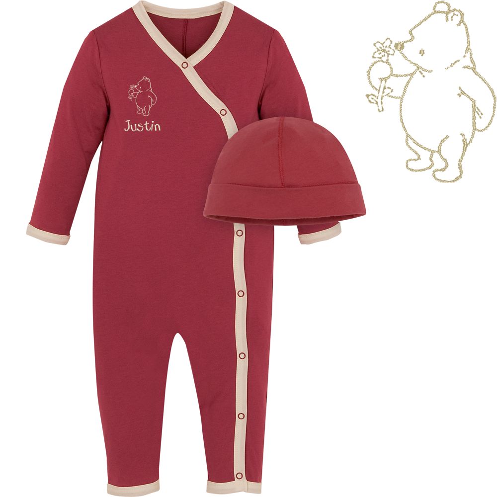 Personalized Winnie the Pooh Jumpsuit & Cap for Infants