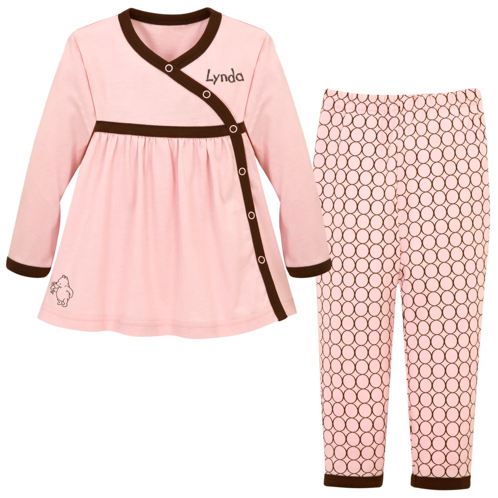 Personalized Winnie the Pooh Kimono Dress Set for Infant Girls - 2-Pc.
