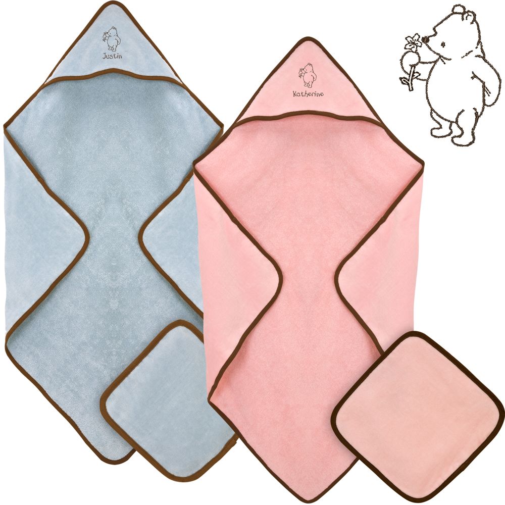 Personalized Winnie the Pooh Hooded Towel Gift Set for Infants