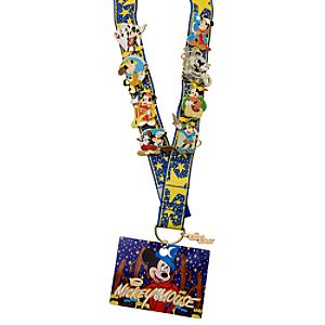 Deluxe Mickey Mouse Pin Trading Starter Set - 8 Pins and Lanyard