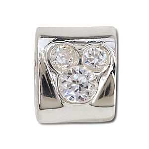 Sterling Silver CZ Mickey Mouse Chamilia Charm -- Clear