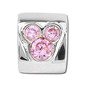 Sterling CZ Mickey Mouse Chamilia Charm -- Pink