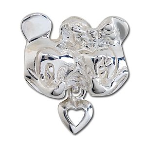 Sterling Silver Minnie and Mickey Mouse Heart Charm