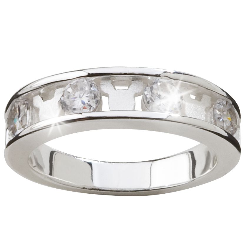 Silver Cubic Zirconia and Mickey Mouse Ring