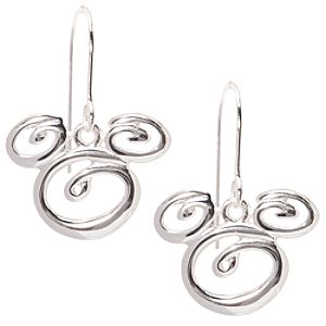 Sterling Silver Swirl Mickey Mouse Earrings