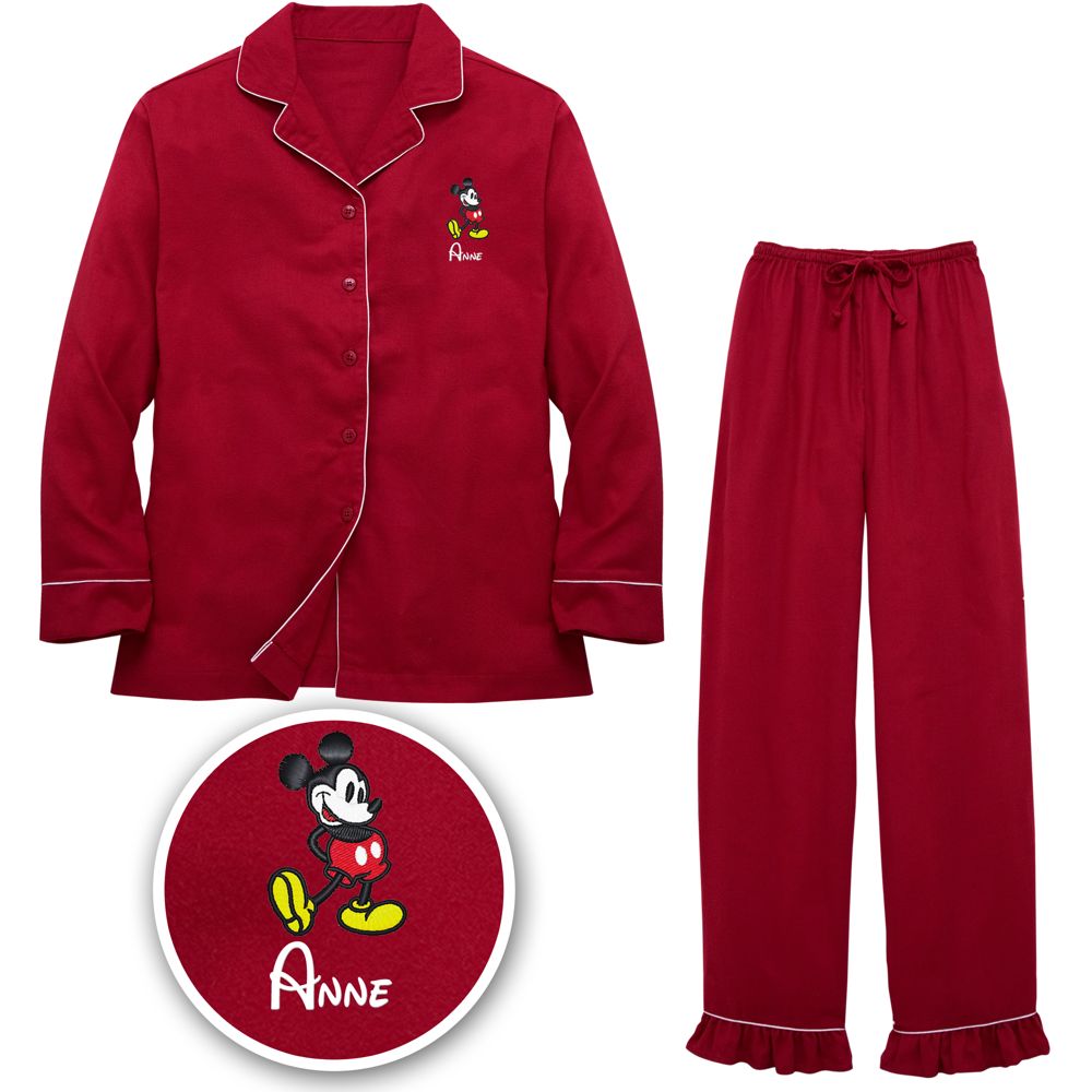 Personalized Flannel Mickey Mouse Pajamas for Women