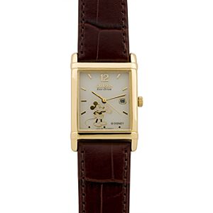 Citizen® Eco-Drive® Brown Leather Mickey Mouse Watch for Men
