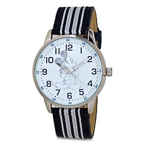 Striped Canvas Mickey Mouse Watch