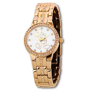 Pavé Crystal Opalescent Gold Mickey Mouse Watch