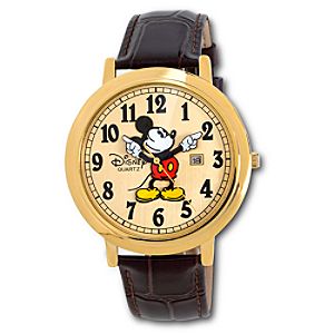 Jumbo Classic Mickey Mouse Watch -- Brown/Gold