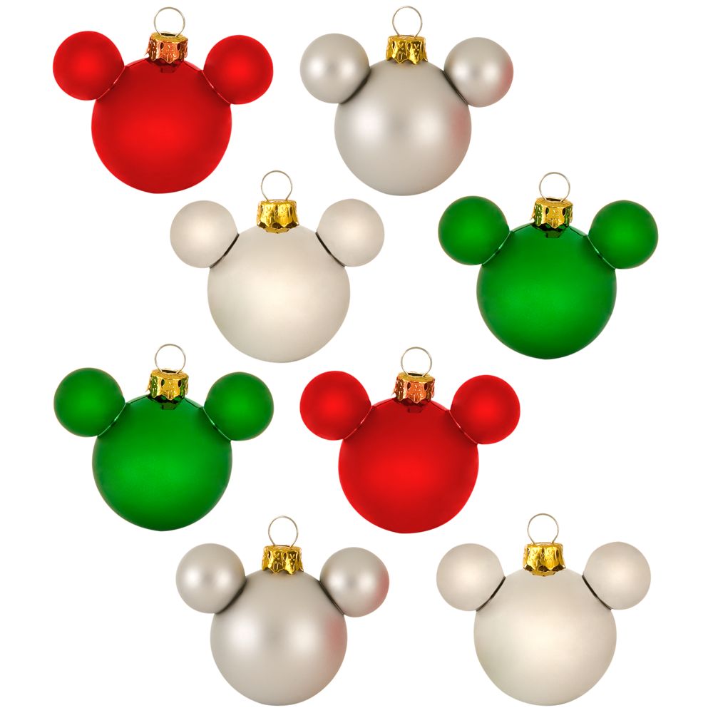 Traditional Glass Mini Mickey Mouse Holiday Ornaments -- 8-Pc. Set