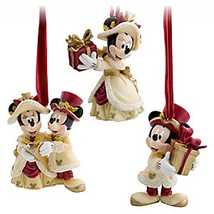 Victorian Minnie and Mickey Mouse Holiday Ornaments -- 3-Pc. Set