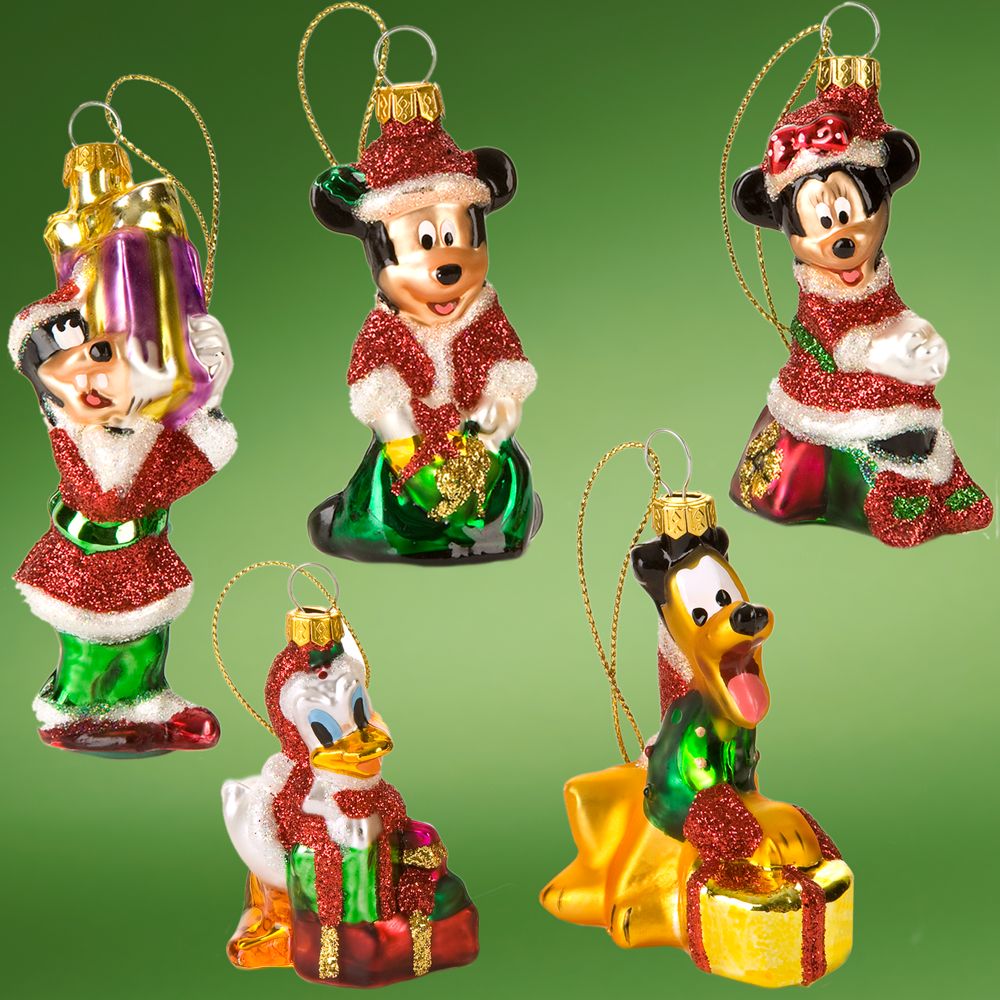 Glass Santa Mickey Mouse and Friends Holiday Ornaments - 5-Pc. Set
