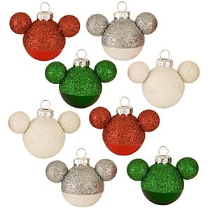 Ear Hat Glass Mini Mickey Mouse Holiday Ornaments - - 8-Pc. Set