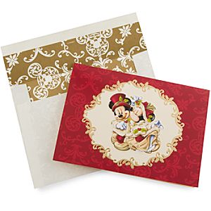 Victorian Minnie and Mickey Mouse Holiday Greeting Cards -- Set of 14