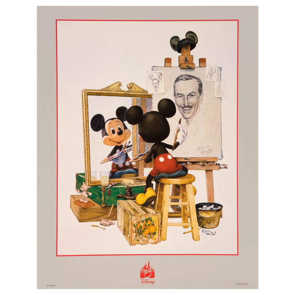''Self Portrait'' Walt Disney and Mickey Mouse Poster -- Petite Print Size