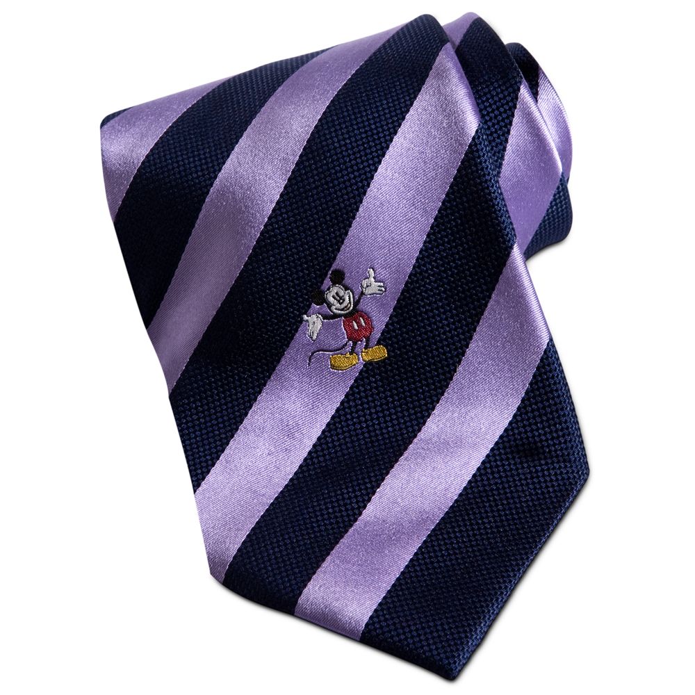 Purple Striped Silk Mickey Mouse Tie
