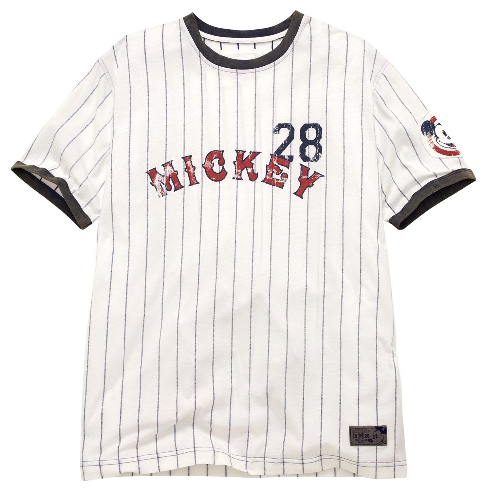 Pinstripe Ringer Mickey Mouse Tee for Men