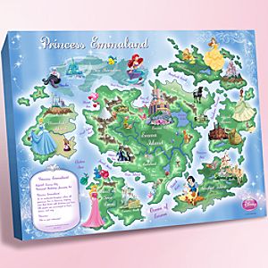 Customized Gallery Wrapped Giclée on Canvas Disney Princess Map - 24 x 32